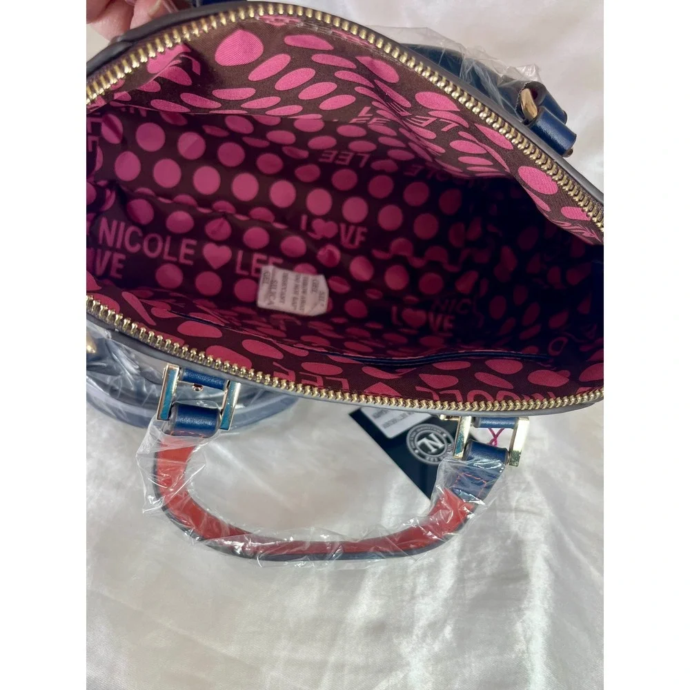 Nicole Lee Santorini Satchel Women Medium Navy Blue Graphic Crossbody Strap